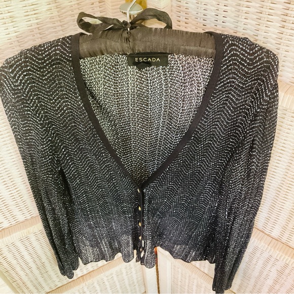 Escada Navy Blue Knit Button Front Cardigan- Size 38/M - Picture 10 of 10